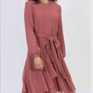 Junees Harper Swiss Dot Dusty Pink Dress